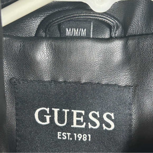 GUESS Women's Black Leather Moto Jacket - Picture 5 of 8